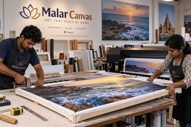 Canvas printing and stretching — Canvas Printers brand and print concept