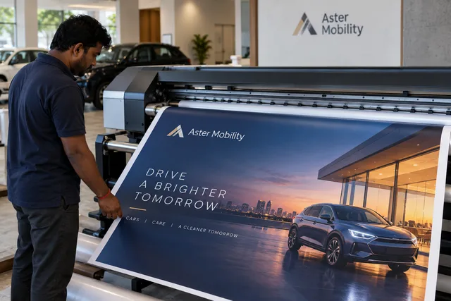 Showroom banner production example for car showroom banner printing in chennai
