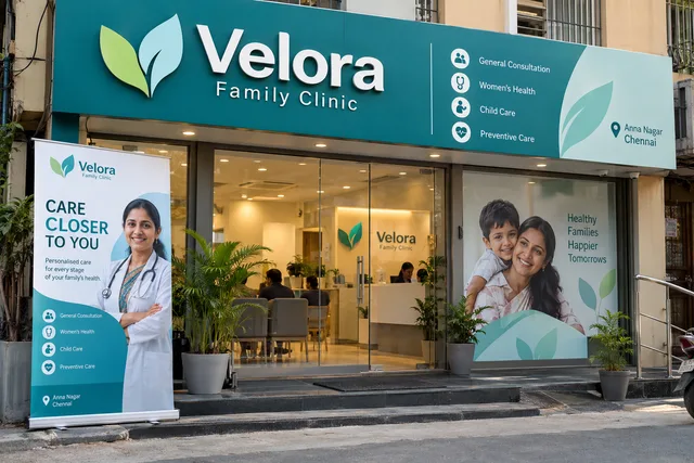 Clinic exterior print branding — Clinic Branding Printing brand and print concept