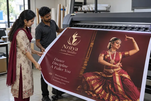 Dance banner inspection example for dance class banner printing in chennai