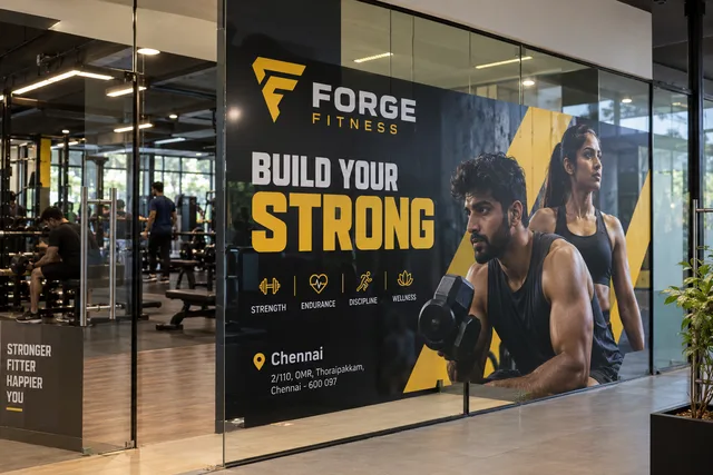Gym window branding — Gym Branding Printing brand and print concept