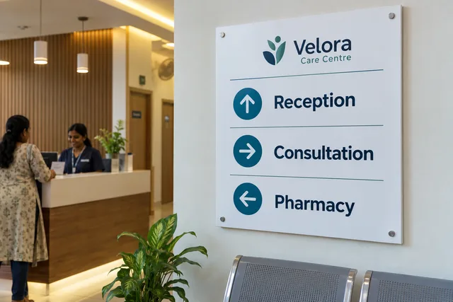 Reception direction panel example for hospital direction board printing in chennai