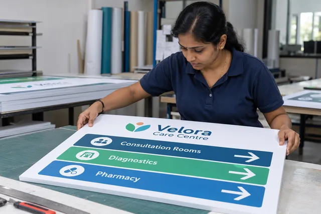 Direction board finishing example for hospital direction board printing in chennai