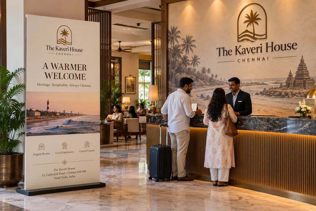 Hotel lobby printed display — Hotel Display Printing brand and print concept