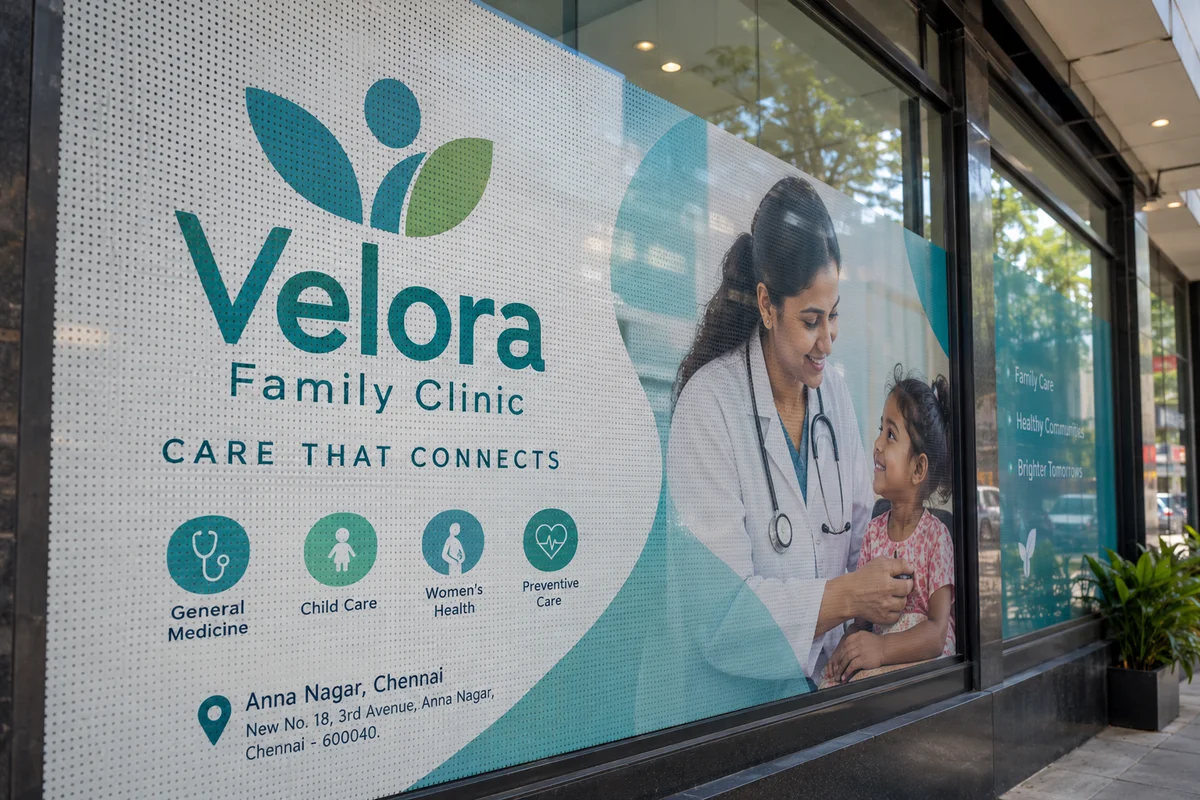 Perforated clinic window vinyl — One Way Vision Sticker Printing brand and print concept
