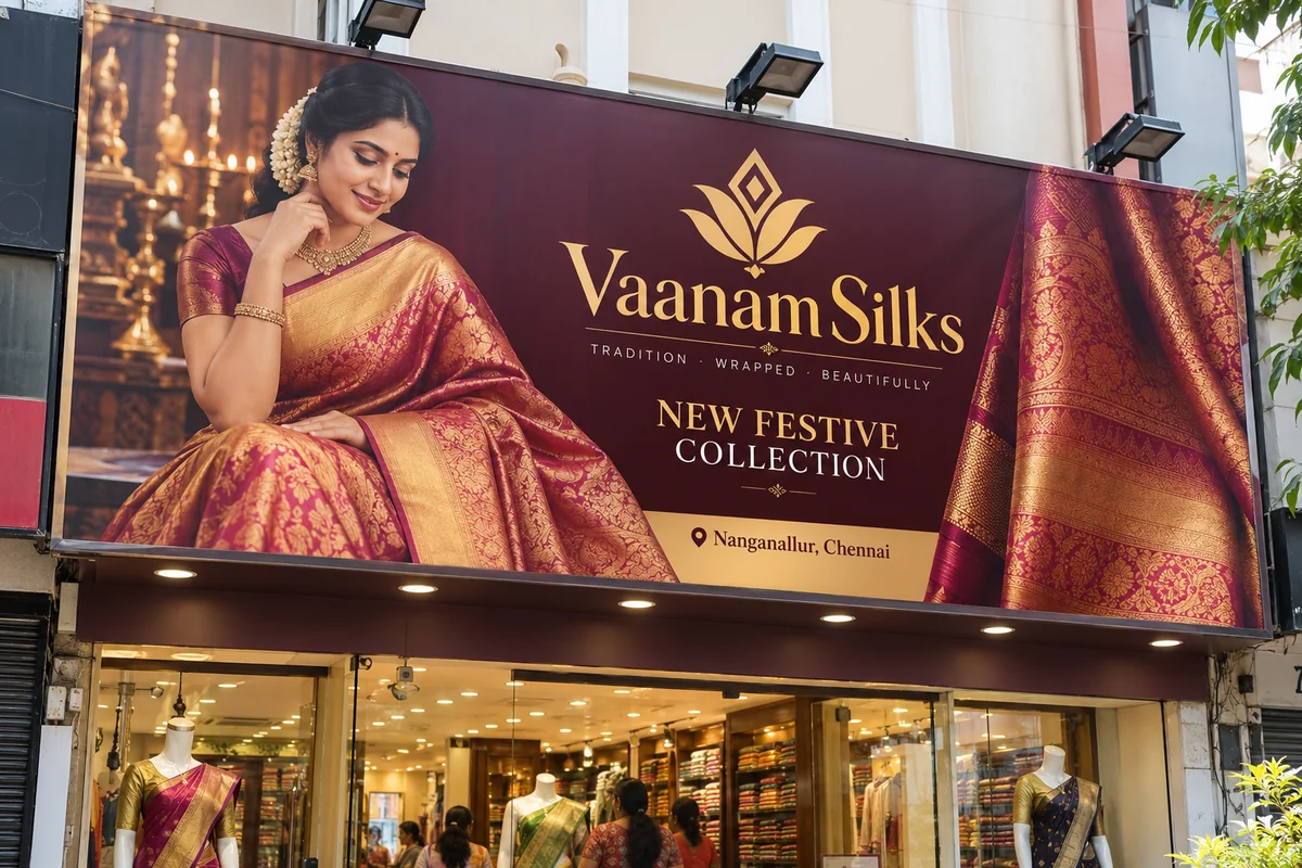Textile shop banner — Shop Banner Printing brand and print concept