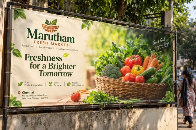 Grocery solvent banner — Solvent Banner Printing brand and print concept