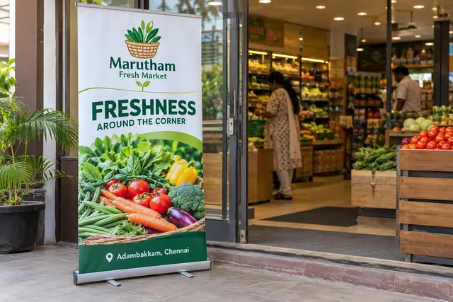 Adambakkam supermarket standee — Standee Printing in Adambakkam brand and print concept