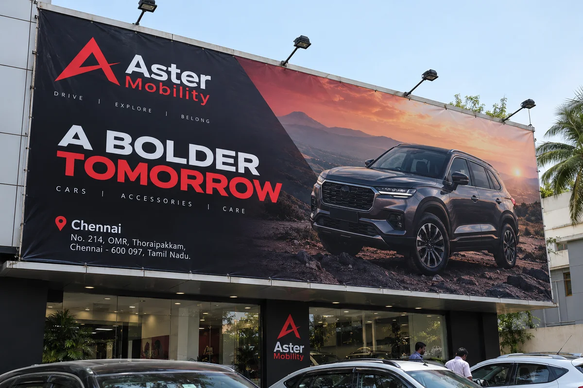 Premium star flex showroom banner — Star Flex Printing brand and print concept