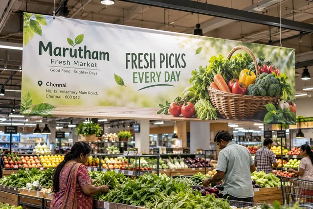 Supermarket aisle banner — Supermarket Banner Printing brand and print concept