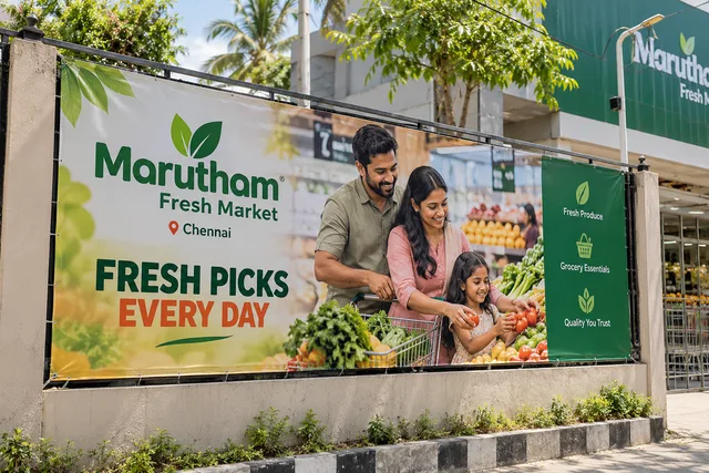 Supermarket opening campaign — Supermarket Banner Printing brand and print concept