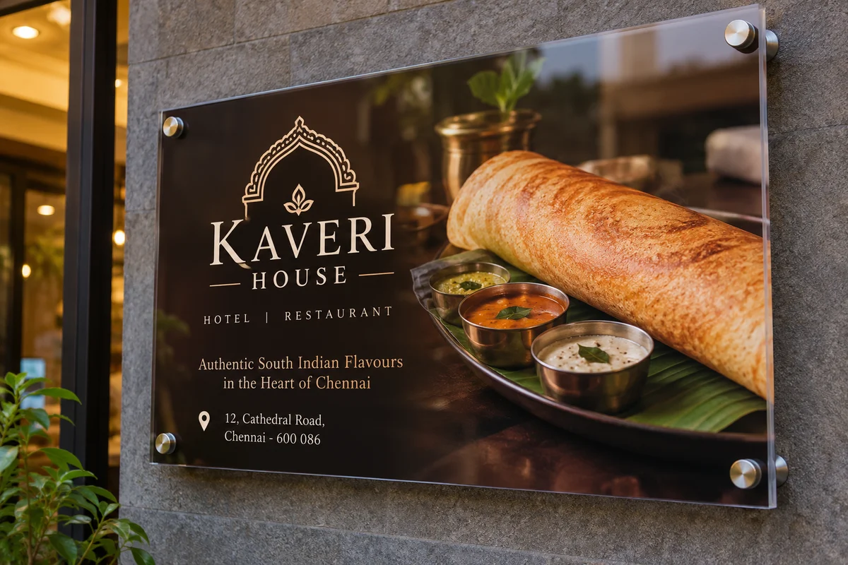 Illustrative application example for UV Printing showing branded print and display materials