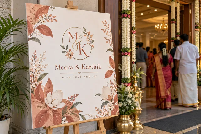 Pallikaranai wedding welcome board — Welcome Board Printing in Pallikaranai brand and print concept
